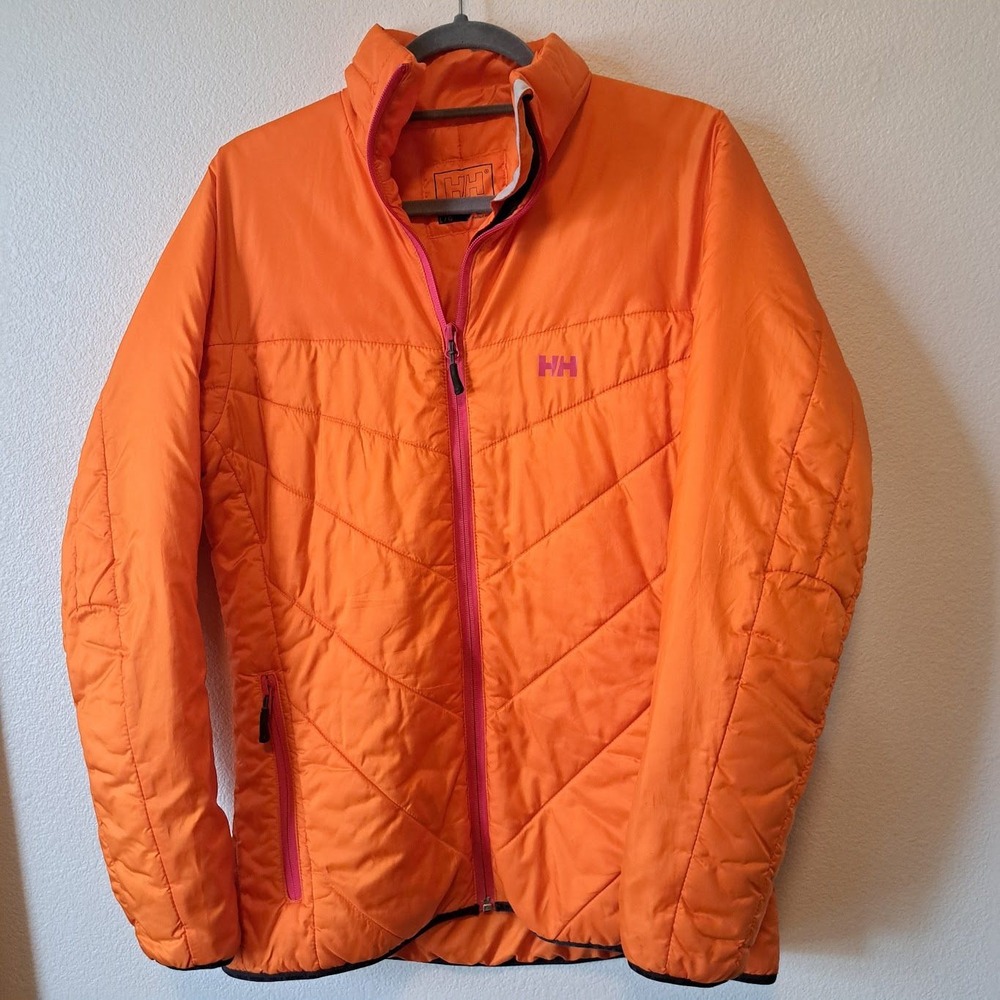 Helly‎ Hansen Lifaloft Insulated Puffer Jacket Orange Pink Women Large Full Zip